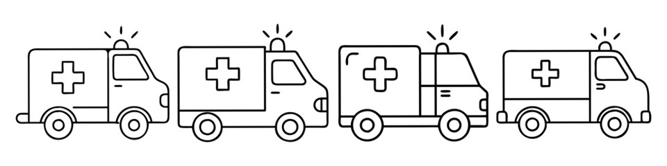 ambulance icon, ambulance line art - simple line art of ambulance, perfect for ambulance logos and icons
