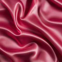 Obraz premium Red silk satin. Soft folds. Fabric. Bright luxury background. Space, design. Wavy lines. Banner. Flat lay, top view table. Template. Beautiful. Elegant. Christmas, New Year, Valentine, Mother's Day.