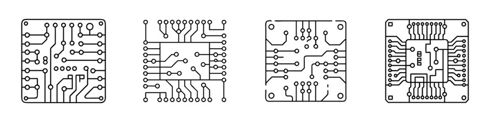 circuit board icon, circuit board line art - simple line art of circuit board, perfect for circuit board logos and icons