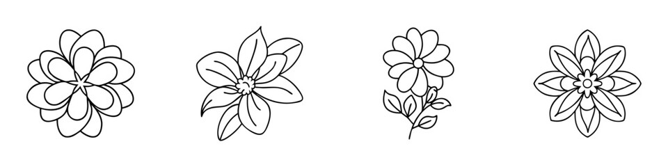 flower icon, flower line art - simple line art of flower, perfect for flower logos and icons
