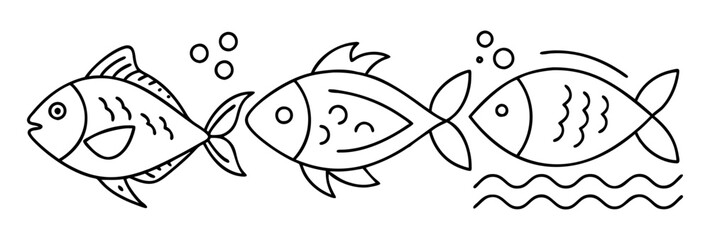 fish icon, fish line art - simple line art of fish, perfect for fish logos and icons