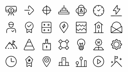 Fototapeta premium Conceptual Outline Icons Around Obstacle Navigation for Visualizing Roadblocks and Hurdles