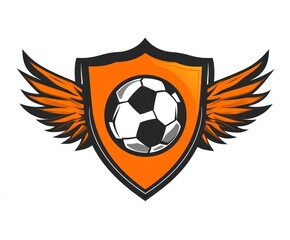 Obraz premium Soccer ball shield wings emblem, team logo, sports