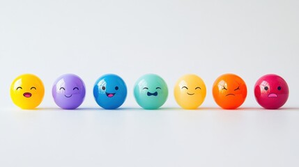 Colorful Smiley Faces Representing Different Emotions on a Light Background