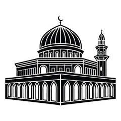 Flat Silhouette of Al-Aqsa Mosque Historic Holy Site