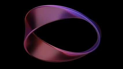 3d abstract background on dark background, Transparent glossy glass, Colorful curve glass with dispersion.