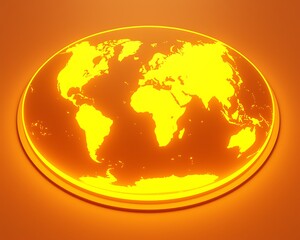 World Map,  3D,  Orange Glow