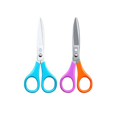 Scissors with colored handles isolated on transparent background