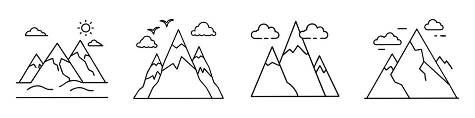mountain icon, mountain line art - simple line art of mountain, perfect for mountain logos and icons