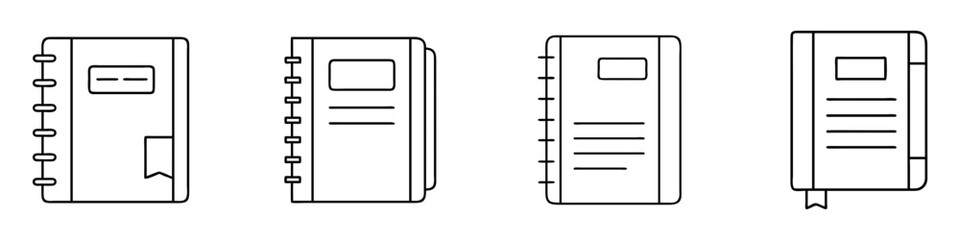 notebook icon, notebook line art - simple line art of notebook, perfect for notebook logos and icons