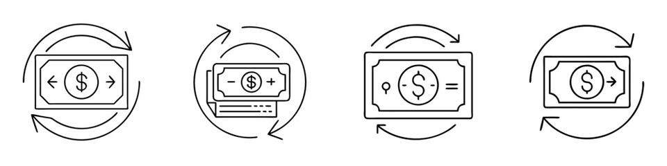 refund icon, refund line art - simple line art of refund, perfect for refund logos and icons
