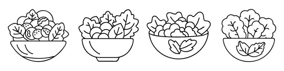 salad icon, salad line art - simple line art of salad, perfect for salad logos and icons