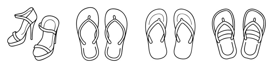 sandals icon, sandals line art - simple line art of sandals, perfect for sandals logos and icons
