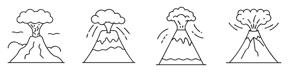 volcano icon, volcano line art - simple line art of volcano, perfect for volcano logos and icons