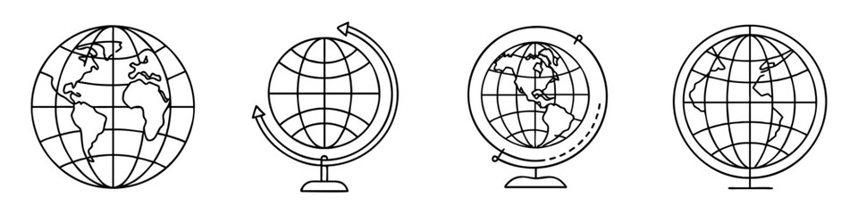 world globe icon, world globe line art - simple line art of world globe, perfect for world globe logos and icons