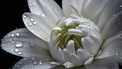 white flower on black background