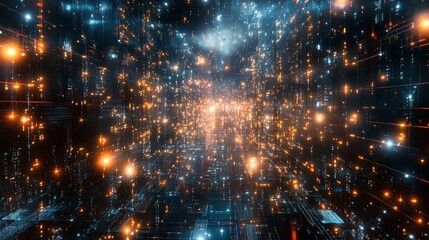 Fototapeta premium Digital Data Stream: Abstract Information Flow and Connectivity Network