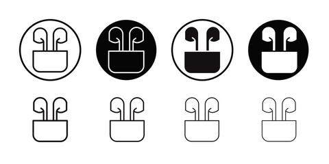Air pods icon Flat simple outline set
