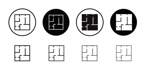 Architecture plan icon Flat simple outline set