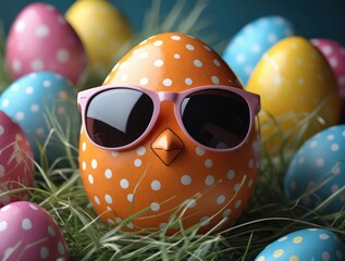 Cool Easter Egg with Sunglasses