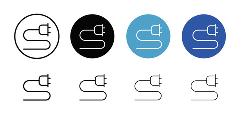 Electrical plug icon Flat simple outline set