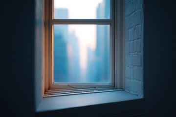 Fototapeta premium capture essence of city life by focusing on solitary urban window that reveals fragments of diverse city stories
