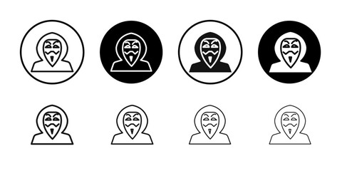 Hacker icon Flat simple outline set