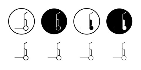 Hand truck icon Flat simple outline set