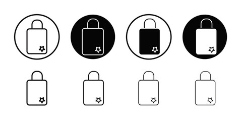 Handbag icon Flat simple outline set