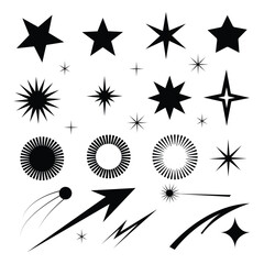Obraz premium SStar Vector silhouette Illustration,various collection of stars and simple black shapes.