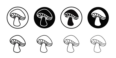 Mushroom icon Flat simple outline set