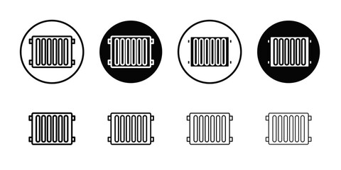 Radiator icon Flat simple outline set