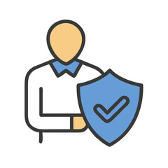Person with Security Shield Icon Design