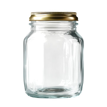 &bull; Glass mason jar without label isolated on transparent background