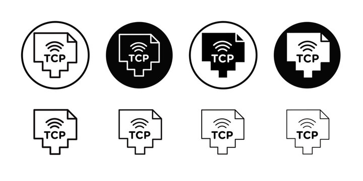 TCP icon Flat simple outline set