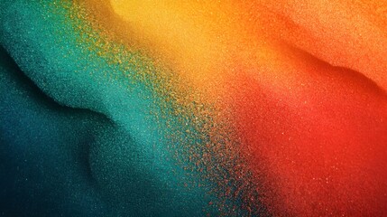 Naklejka premium Vibrant Grainy Red-Orange-Green-Blue Gradient Background