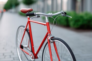 Obraz premium close-up of urban bicycle parked on city street using minimalistic composition