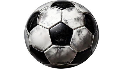 Naklejka premium Traditional Black and White Soccer Ball on Clean White Background