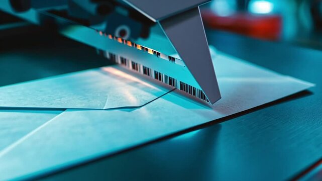 Automated mail envelope cutting machine in a production line