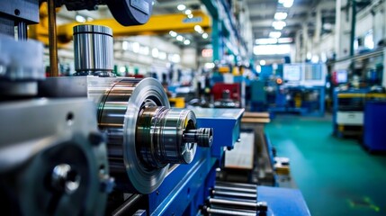 Fototapeta premium The industrial lathe machine is essential for creating precise metal components.