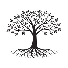 Detailed Tree with Roots Vector