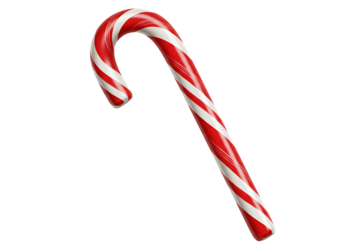 Festive Candy Cane on White Background – PNG for Holiday Celebrations