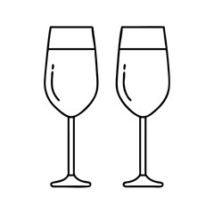Two Elegant Wine Glasses Ready for a Toast a Pair of Crystal Wine Glasses for Celebration Romantic Dinner or Special Occasion