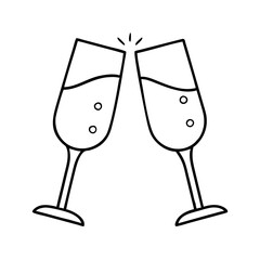 Two Glasses of Sparkling Wine or Champagne Toasting Celebration Cheers Festive Toast