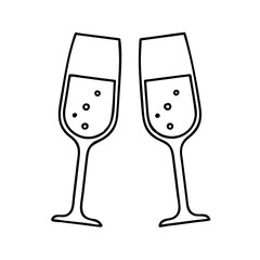 Two Champagne Flutes Toasting Celebration Cheers Festive Drink Alcohol Beverage Party New Year Toast