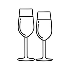 Two Elegant Wine Glasses Filled with Beverage Ready for a Toast