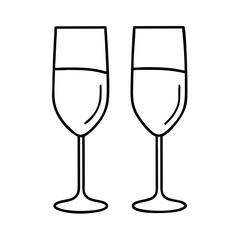 Two Elegant Champagne Flutes Filled with Sparkling Wine for a Toast Celebration