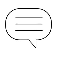 Simple Black Outline Speech Bubble with Three Lines of Text Inside Representing a Message or Communication