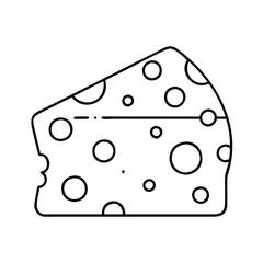 A Simple Line Drawing of a Wedge of Swiss Cheese with Many Holes