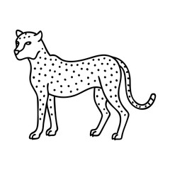 Obraz premium A Simple Line Drawing of a Cheetah Standing Sideways Spotted Coat Wild Cat African Animal Wildlife Nature Mammal Carnivore Predator Big Cat
